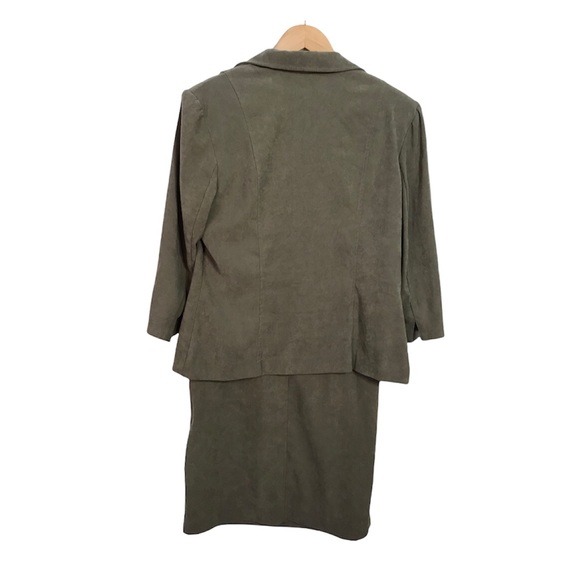 Vintage 90s Nancy G Grayish Green 2 PC Jacket & Matching Dress Set - Picture 2 of 10